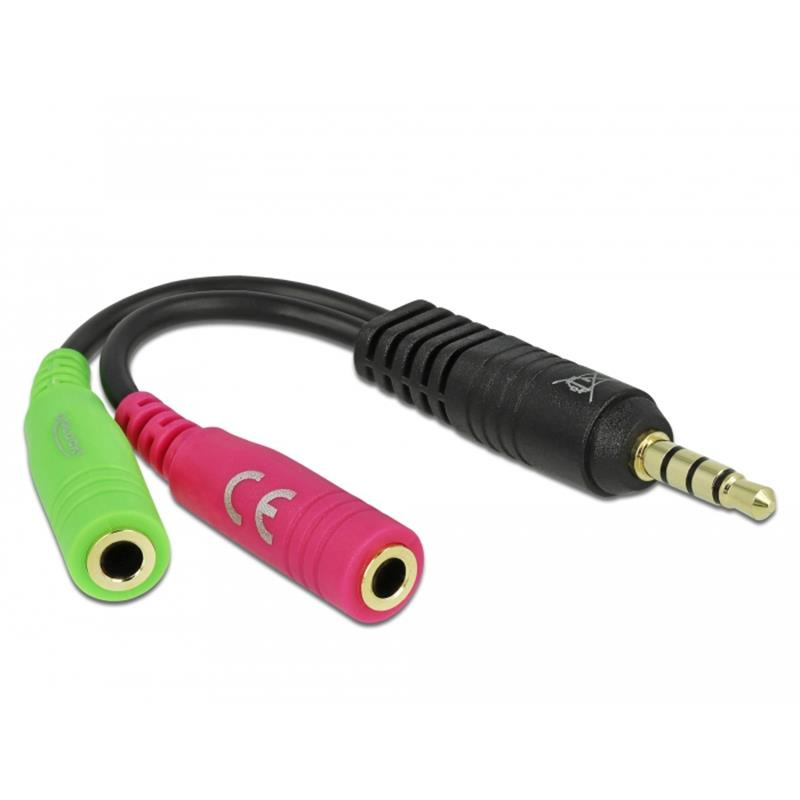 Przejściówka adapter słuchawkowy mini Jack 3.5 wtyk 4pin 2x gniazdo